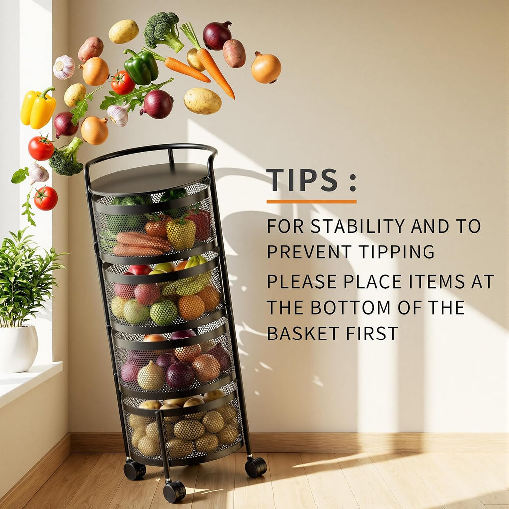 4-Tier Rotating Kitchen Storage Rack