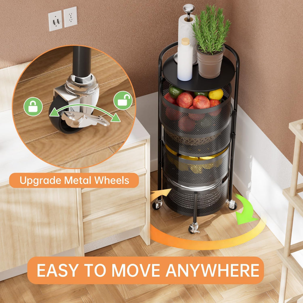 4-Tier Rotating Kitchen Storage Rack