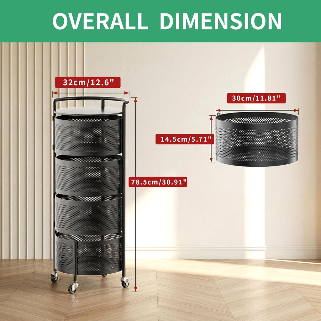 4-Tier Rotating Kitchen Storage Rack