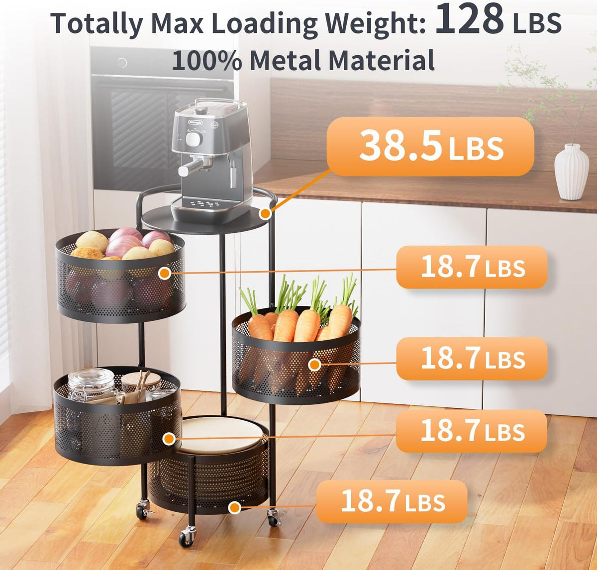 4-Tier Rotating Kitchen Storage Rack